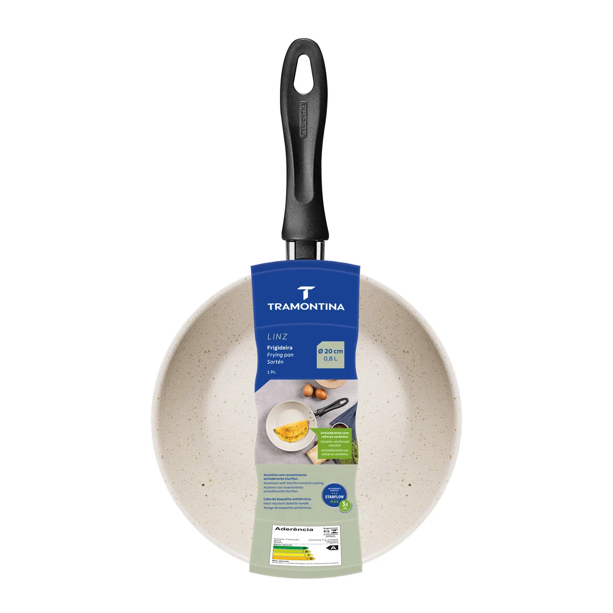 Frigideira Tramontina Linz em Alumínio com Revestimento Interno e Externo Antiaderente Starflon Max 20 cm 0,8 L Bege