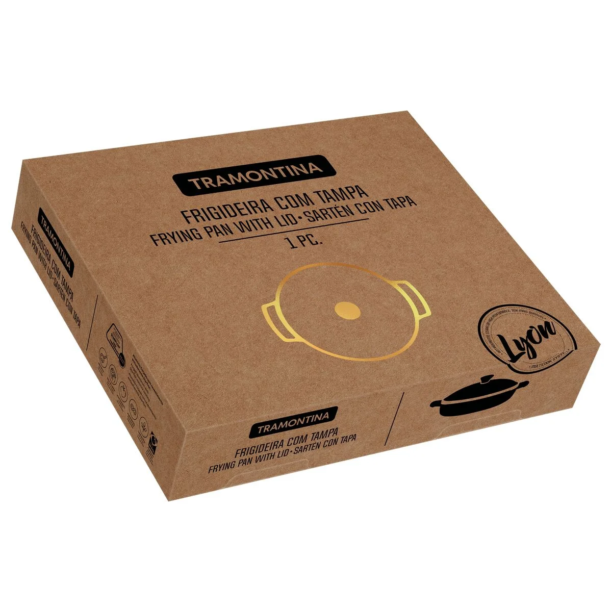 Frigideira Tramontina Lyon em Alumínio Forjado com Revestimento Interno e Externo Antiaderente Starflon Dourado com Tampa 32 cm 4,3 L