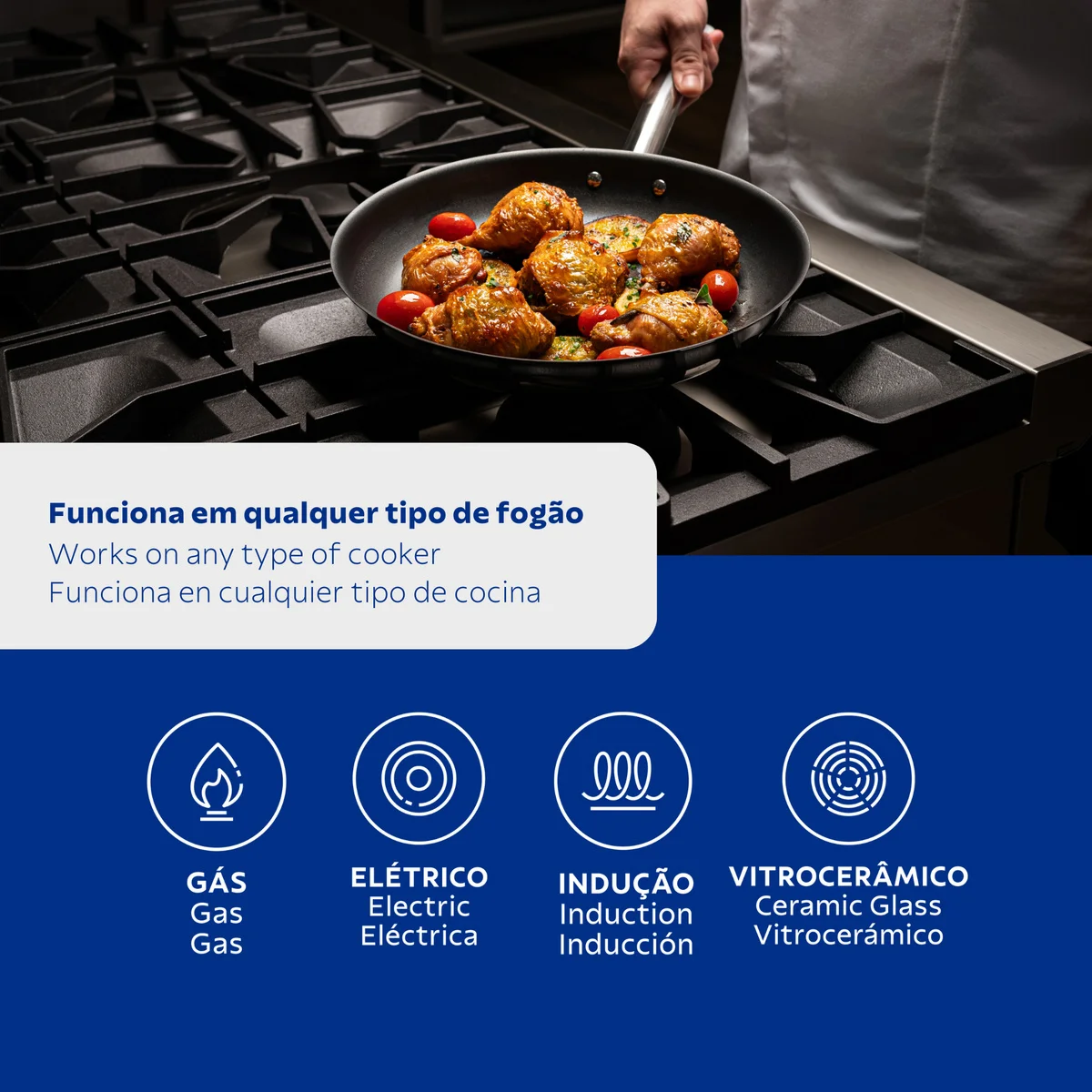 Frigideira Tramontina Professional Rasa em Aço Inox com Fundo Triplo Revestimento Interno em Antiaderente com Cabo 20 cm 1,1 L