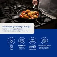 Frigideira Tramontina Professional Rasa em Aço Inox com Fundo Triplo Revestimento Interno em Antiaderente com Cabo 20 cm 1,1 L