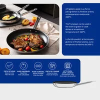 Frigideira Tramontina Professional Rasa em Aço Inox com Fundo Triplo Revestimento Interno em Antiaderente com Cabo 20 cm 1,1 L