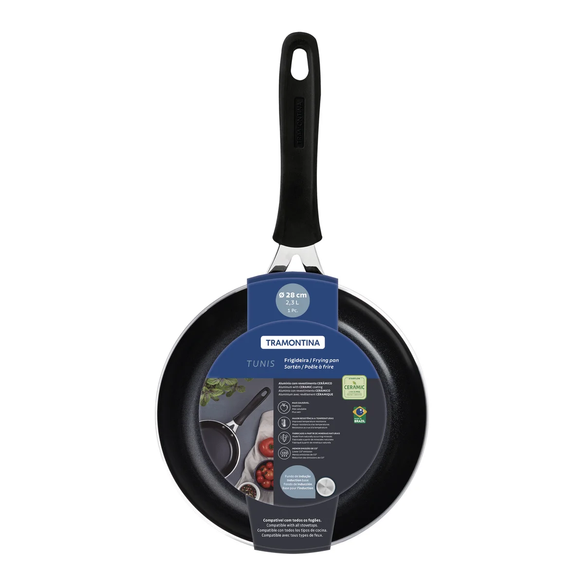 Frigideira Tramontina Tunis em Alumínio com Revestimento Interno Cerâmico e Externo Siliconado Azul Mediterrâneo 28 cm 2,3 L