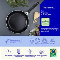 Frigideira Tramontina Tunis em Alumínio com Revestimento Interno Cerâmico e Externo Siliconado Azul Mediterrâneo 28 cm 2,3 L