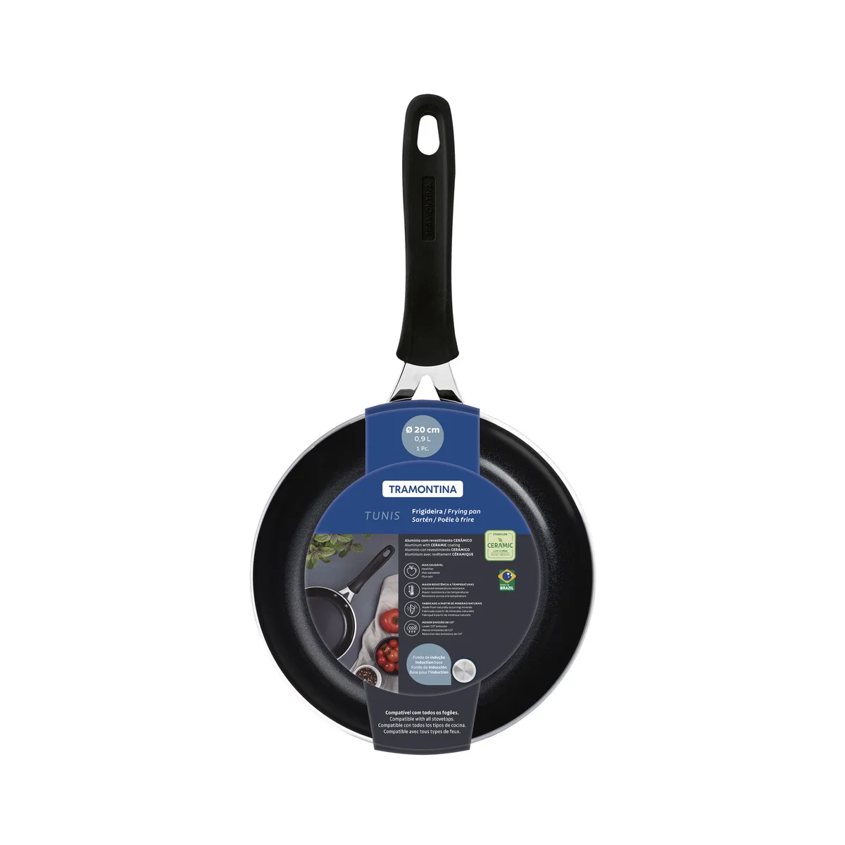 Frigideira Tramontina Tunis em Alumínio com Revestimento Interno Cerâmico e Externo Siliconado Azul Mediterrâneo 20 cm 0,9 L