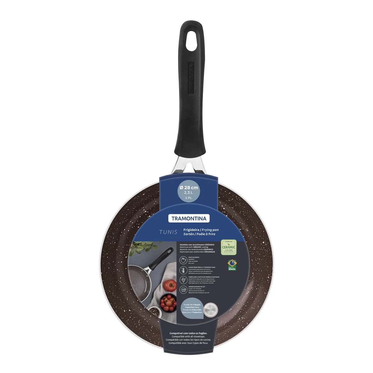 Frigideira Tramontina Tunis em Alumínio com Revestimento Interno Cerâmico e Externo Siliconado Rosa Trufado 28 cm 2,3 L