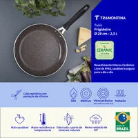 Frigideira Tramontina Tunis em Alumínio com Revestimento Interno Cerâmico e Externo Siliconado Rosa Trufado 28 cm 2,3 L