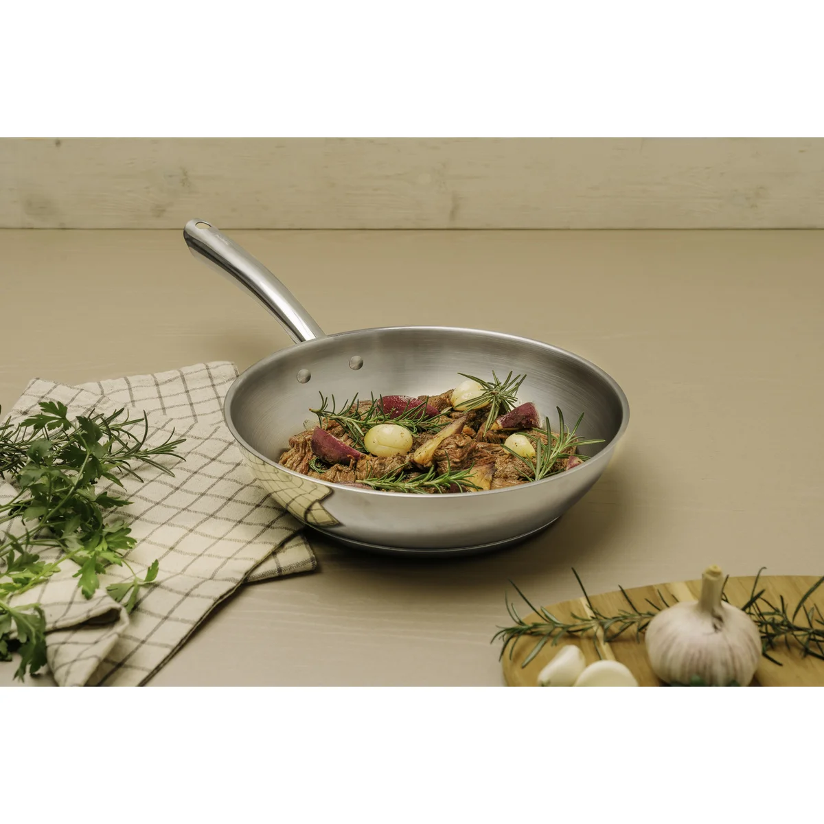 Frigideira Tramontina Una em Aço Inox com Fundo Triplo 28 cm 3,2L