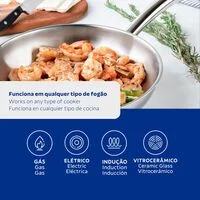 Frigideira Tramontina Una em Aço Inox com Fundo Triplo 28 cm 3,2L