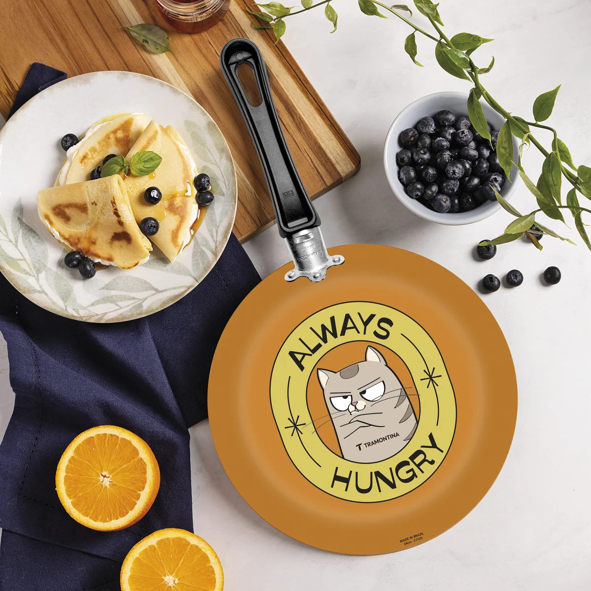 Frigideira Tramontina em Alumínio com Revestimento Interno em Antiaderente Starflon Max e Externo Siliconado com Estampa Always Hungry 24 cm 1,2 L