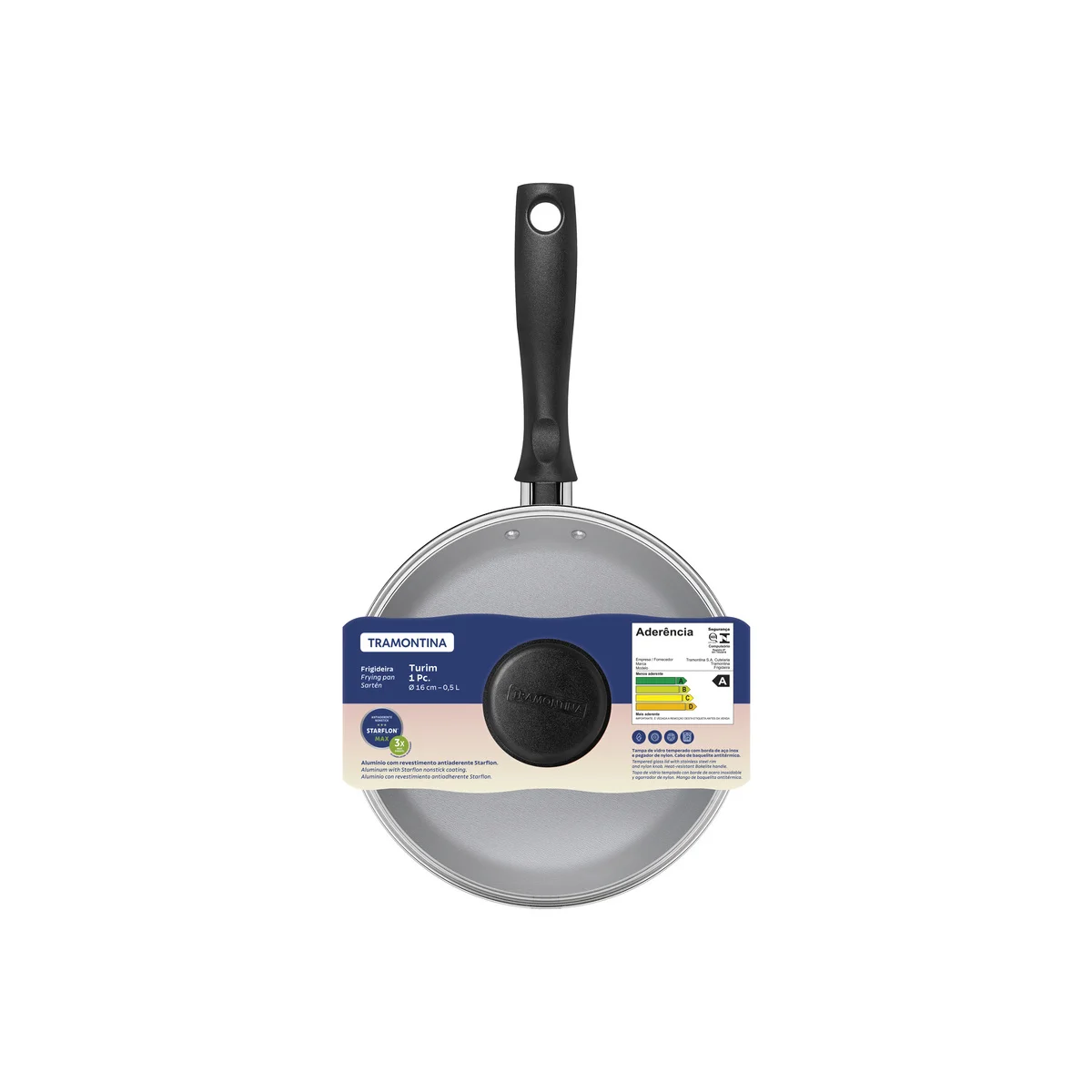 Frigideira para Ovo Tramontina Turim em Alumínio com Revestimento Interno e Externo em Antiaderente Starflon Max Chumbo 16 cm 0,5 L