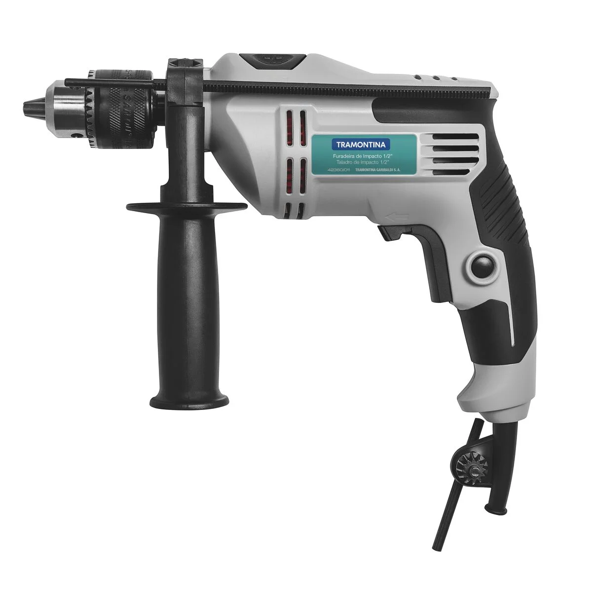 Furadeira de Impacto 500 W 1/2" 127 V Tramontina com Empunhadura Auxiliar e Sistema de Reversão