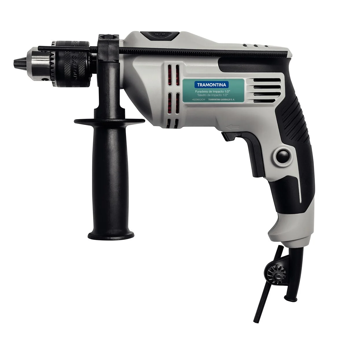 Furadeira de Impacto 500 W 1/2" 220 V Tramontina com Empunhadura Auxiliar e Sistema de Reversão
