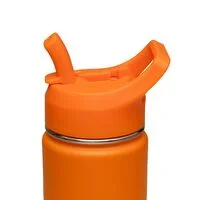 Garrafa Térmica Tramontina 650 ml em Aço Revestido Laranja com Canudo