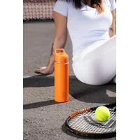 Garrafa Térmica Tramontina 650 ml em Aço Revestido Laranja com Canudo