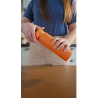 Garrafa Térmica Tramontina 650 ml em Aço Revestido Laranja com Canudo