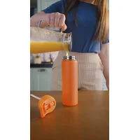 Garrafa Térmica Tramontina 650 ml em Aço Revestido Laranja com Canudo