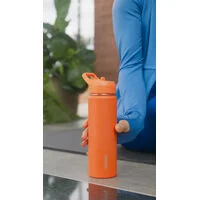 Garrafa Térmica Tramontina 650 ml em Aço Revestido Laranja com Canudo
