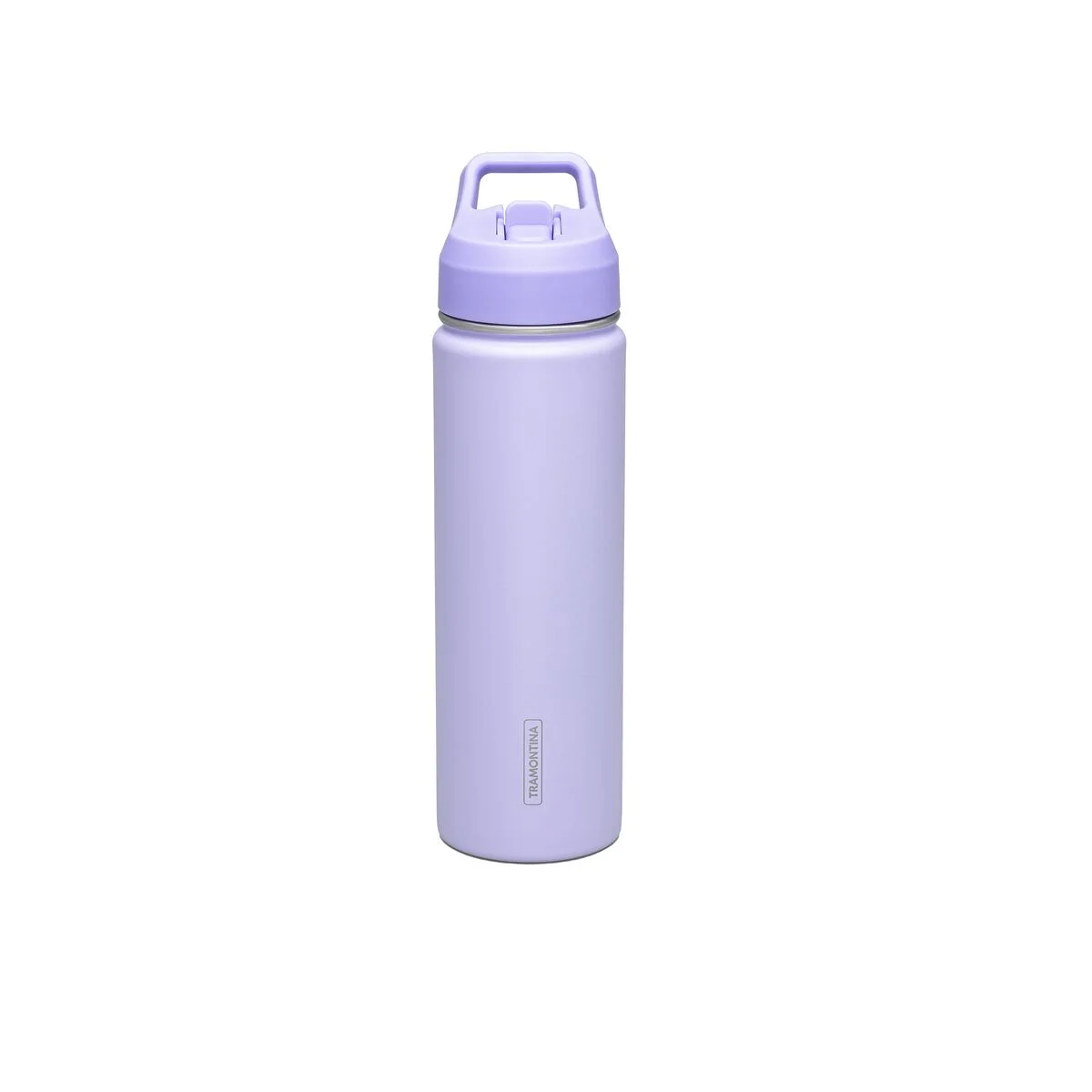 Garrafa Térmica Tramontina 650 ml em Aço Revestido Lilás com Canudo