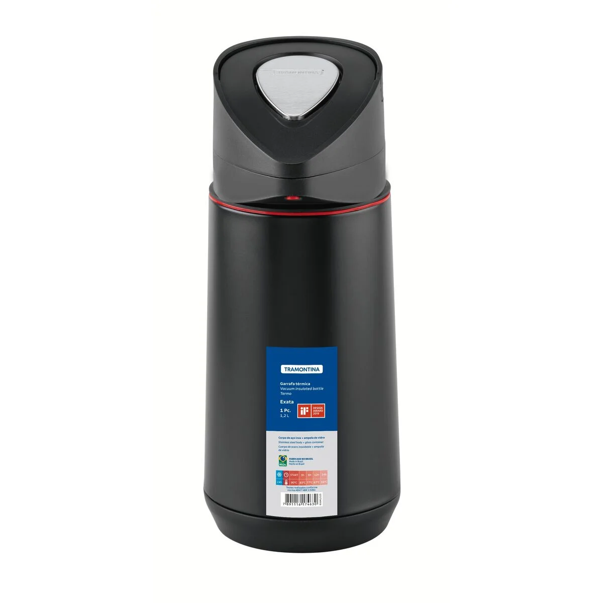 Garrafa Térmica Tramontina Exata em Aço Inox Preto 1,2 L