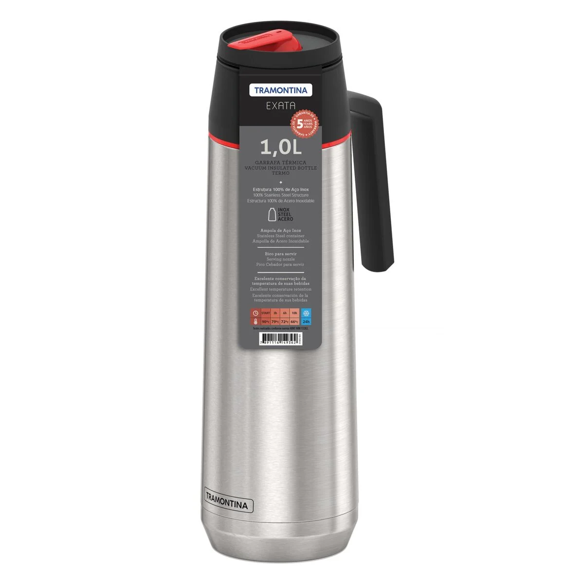 Garrafa Térmica Tramontina Exata em Aço Inox com Ampola de Aço 1 L
