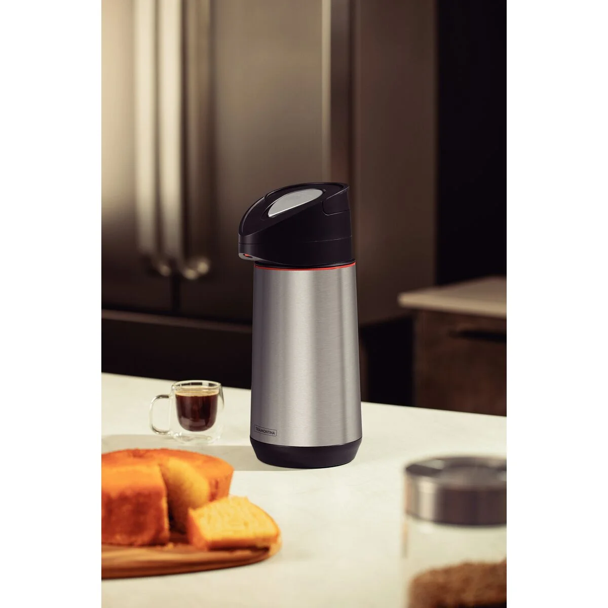 Garrafa Térmica Tramontina Exata em Aço Inox com Ampola de Vidro 1,2 L