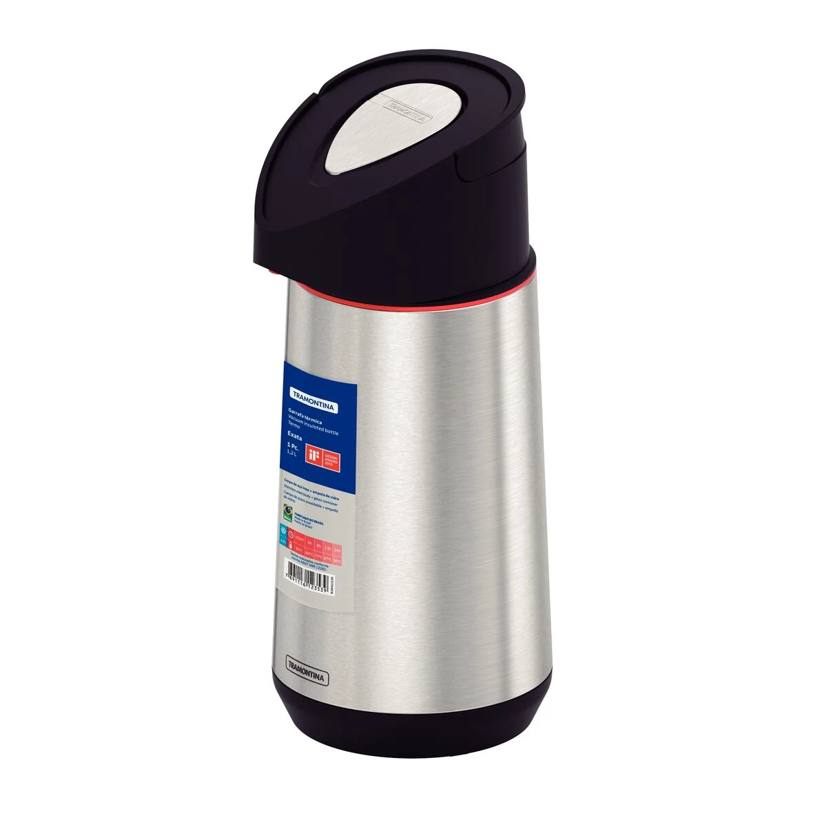 Garrafa Térmica Tramontina Exata em Aço Inox com Ampola de Vidro 1,2 L
