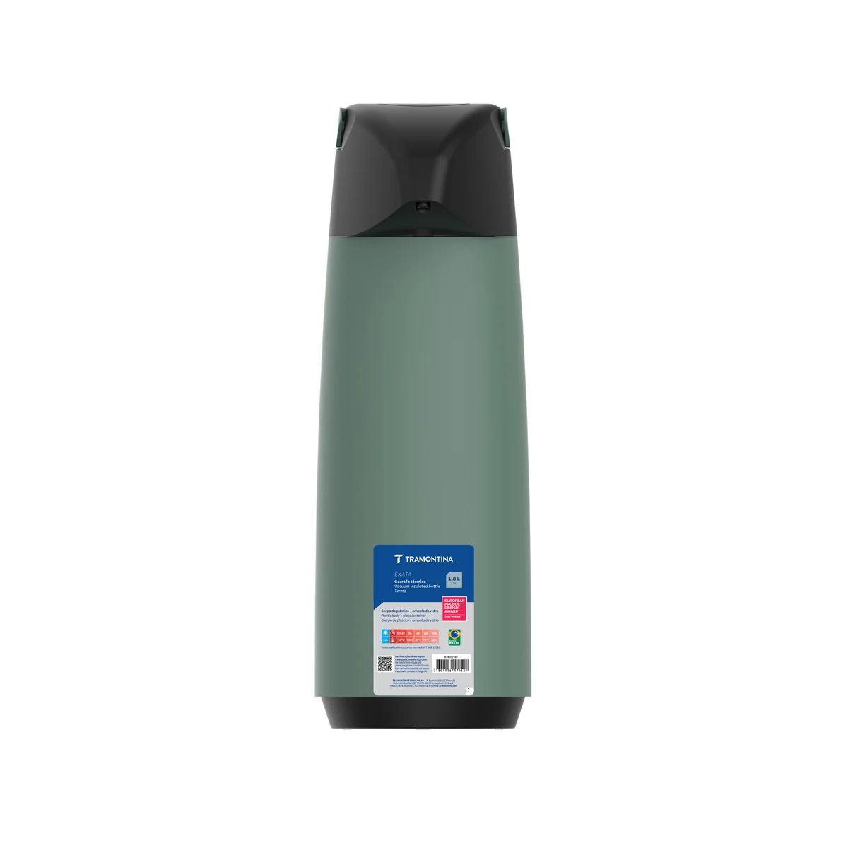 Garrafa Térmica Tramontina Exata em Plástico Verde com Ampola de Vidro 1,8 L