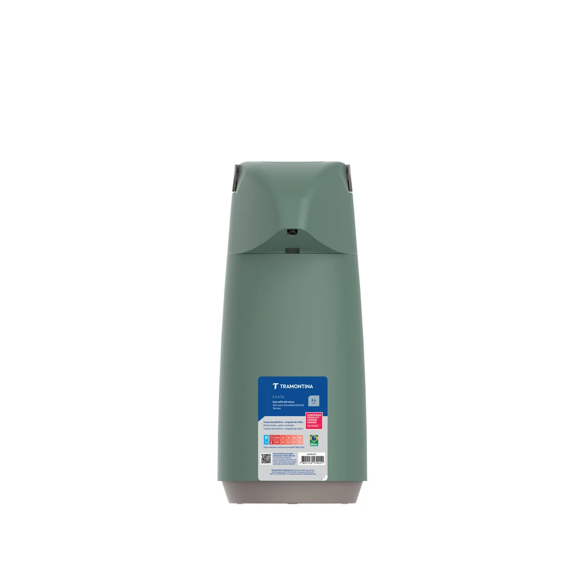 Garrafa Térmica Tramontina Exata em Plástico Verde com Ampola de Vidro 1 L