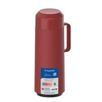 Garrafa Térmica Tramontina Exata em Plástico Vermelho com Ampola de Vidro e Tampa Rosqueável 1 L