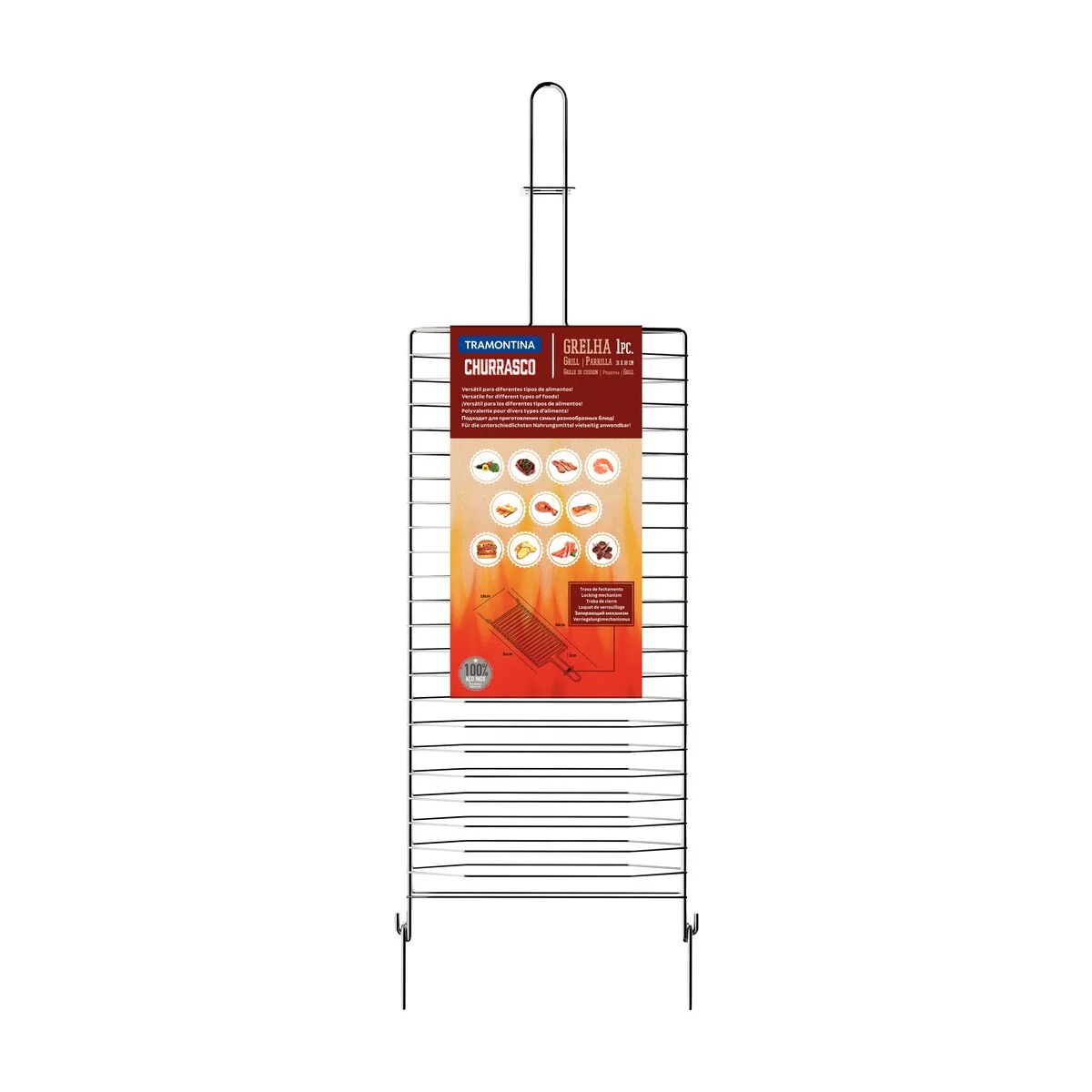 Grelha Tramontina Churrasco em Aço Inox 56x18 cm
