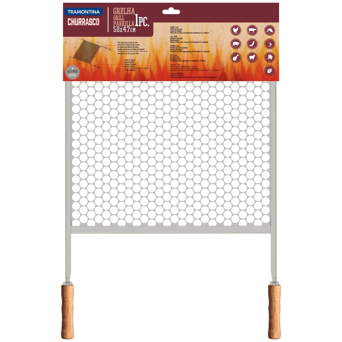 Grelha Tramontina Churrasco em Aço Inox 83 x 47 cm