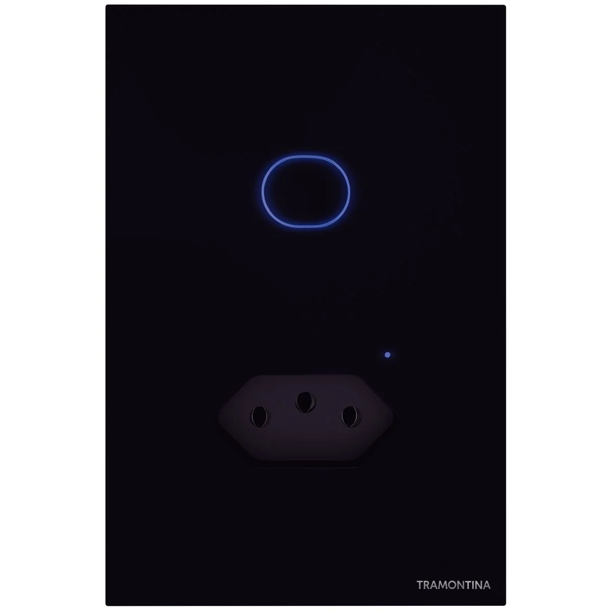 Interruptor Onne Touch Smart Tramontina Preto com 1 Tecla e 1 Tomada 2P+T 10 A 250 V