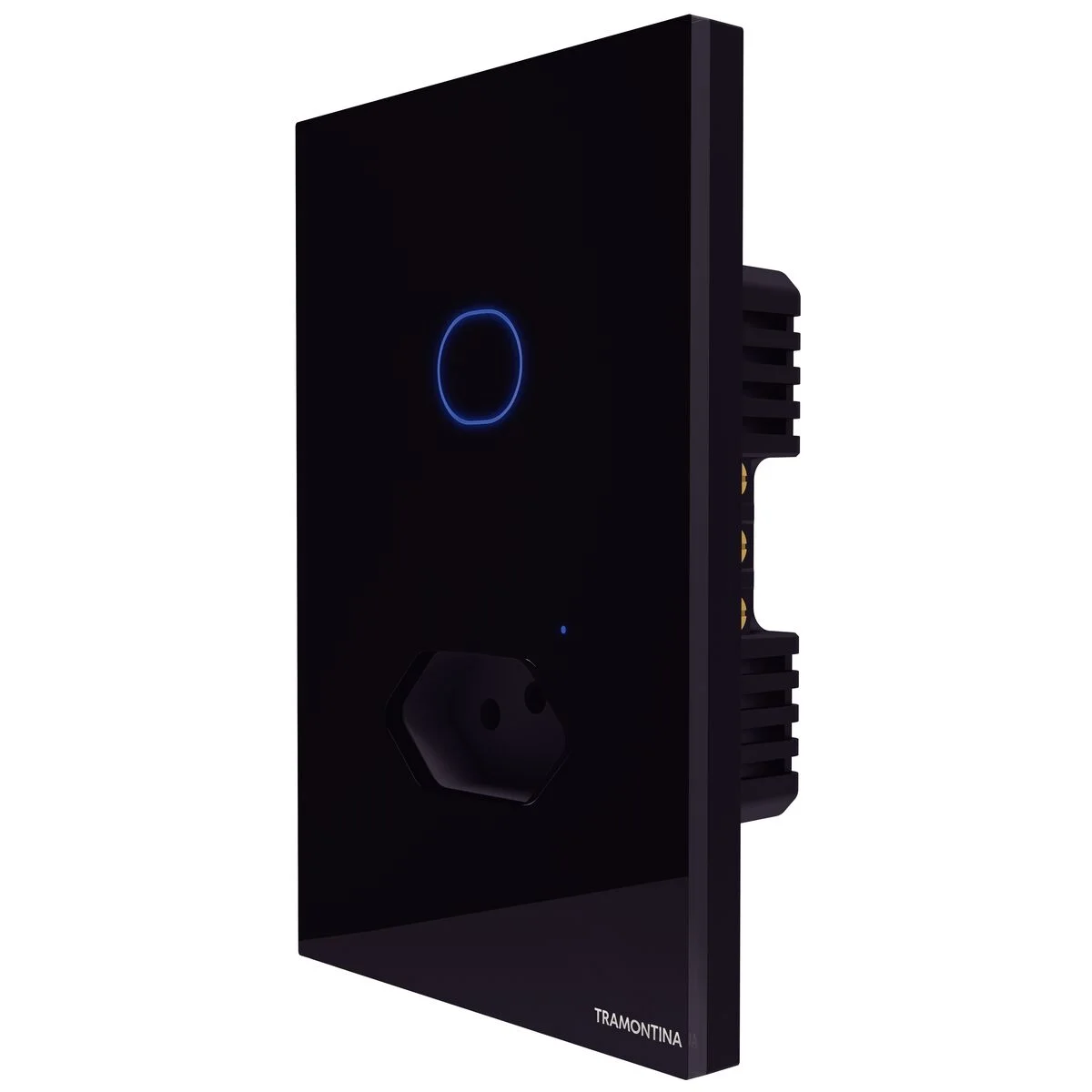 Interruptor Onne Touch Smart Tramontina Preto com 1 Tecla e 1 Tomada 2P+T 10 A 250 V