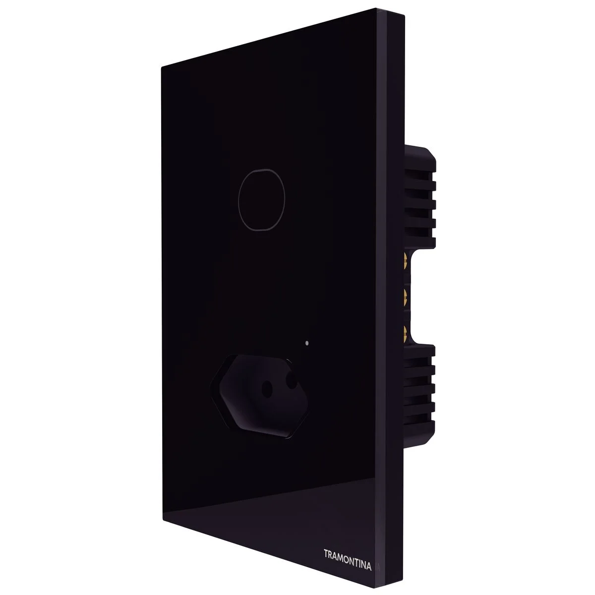 Interruptor Onne Touch Smart Tramontina Preto com 1 Tecla e 1 Tomada 2P+T 10 A 250 V