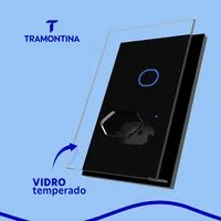Interruptor Onne Touch Smart Tramontina Preto com 1 Tecla e 1 Tomada 2P+T 10 A 250 V
