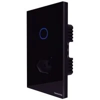 Interruptor Onne Touch Smart Tramontina Preto com 1 Tecla e 1 Tomada 2P+T 10 A 250 V