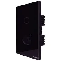Interruptor Onne Touch Smart Tramontina Preto com 1 Tecla e 1 Tomada 2P+T 10 A 250 V
