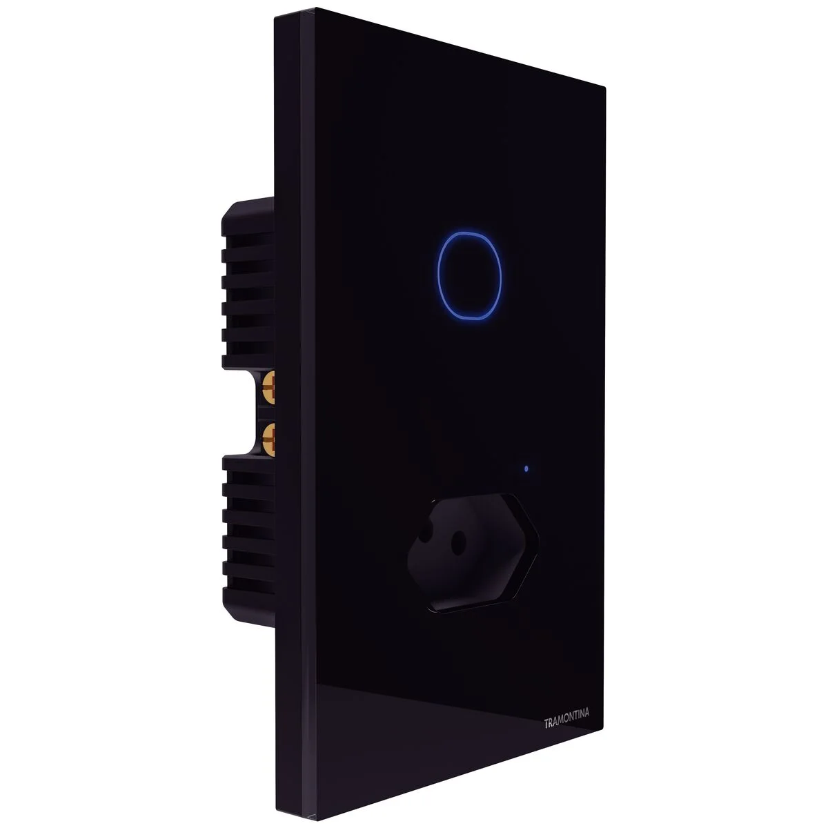 Interruptor Onne Touch Smart Tramontina Preto com 1 Tecla e 1 Tomada 2P+T 10 A 250 V