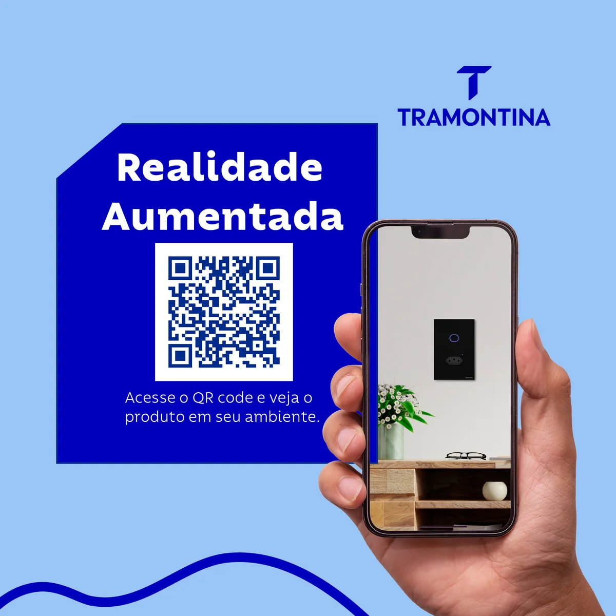 Interruptor Onne Touch Smart Tramontina Preto com 1 Tecla e 1 Tomada 2P+T 10 A 250 V