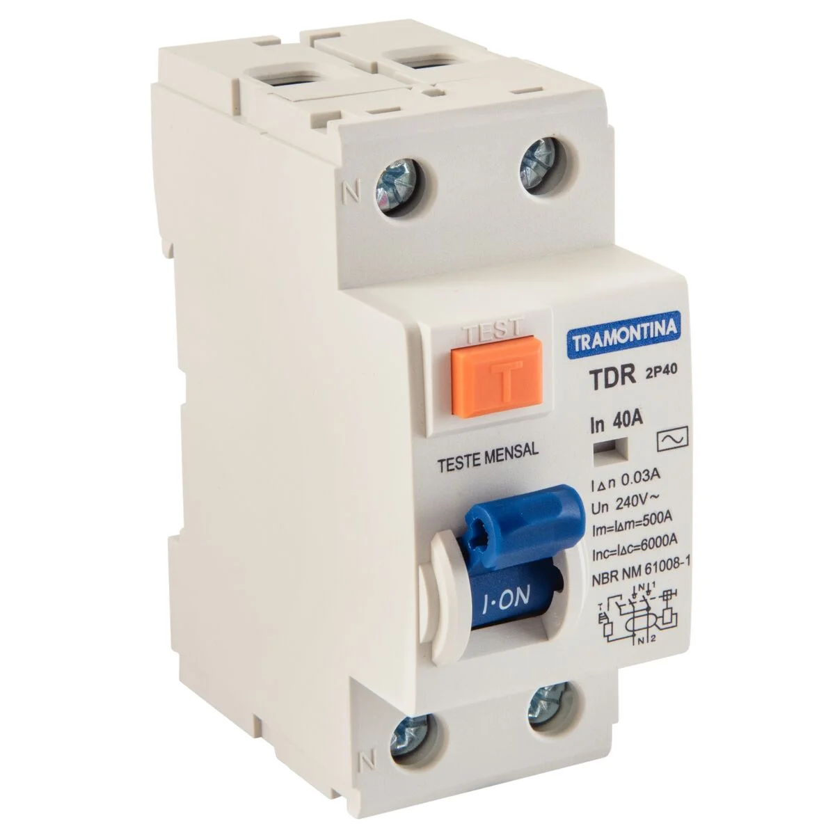 Interruptor TDR-40 2P 40 A 30 mA 6 KA Tramontina