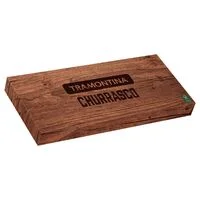Jogo Trinchante Tramontina com Lâminas em Aço Inox e Cabos de Madeira Tratada Polywood Vermelho 03 Peças