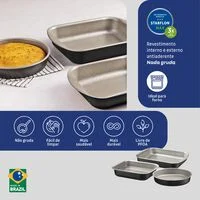 Jogo de Assadeiras Tramontina Brasil em Alumínio com Revestimento Antiaderente Starflon Max Preto 3 Peças