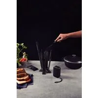 Jogo de Facas Tramontina Nygma com Lâmina em Aço Inox e Cabos de Polipropileno Preto com Suporte e Caixa de Som 06 Peças