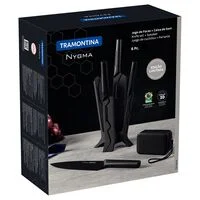 Jogo de Facas Tramontina Nygma com Lâmina em Aço Inox e Cabos de Polipropileno Preto com Suporte e Caixa de Som 06 Peças