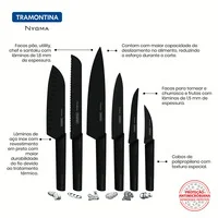 Jogo de Facas Tramontina Nygma com Lâminas em Aço Inox e Cabos de Polipropileno Texturizados Preto 6 Peças