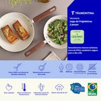 Jogo de Frigideiras Tramontina Veronese em Alumínio Reciclado com Revestimento Interno Cerâmico e Externo Siliconado Argila 2 Peças