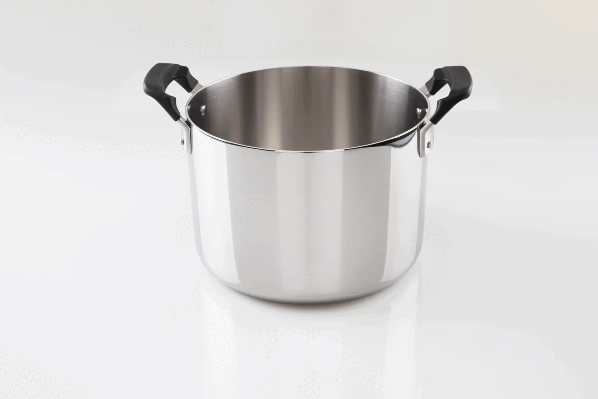 Jogo de Panelas Tramontina Grano Compact em Aço Inox com Corpo Triplo e Alças com Revestimento em Silicone Preto 3 Peças