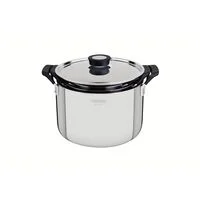 Jogo de Panelas Tramontina Grano Compact em Aço Inox com Corpo Triplo e Alças com Revestimento em Silicone Preto 3 Peças