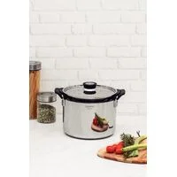 Jogo de Panelas Tramontina Grano Compact em Aço Inox com Corpo Triplo e Alças com Revestimento em Silicone Preto 3 Peças