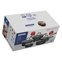 Jogo de Panelas Tramontina Mônaco em Alumínio com Revestimento Interno em Starflon Premium e Externo Siliconado Vermelho 05 Peças